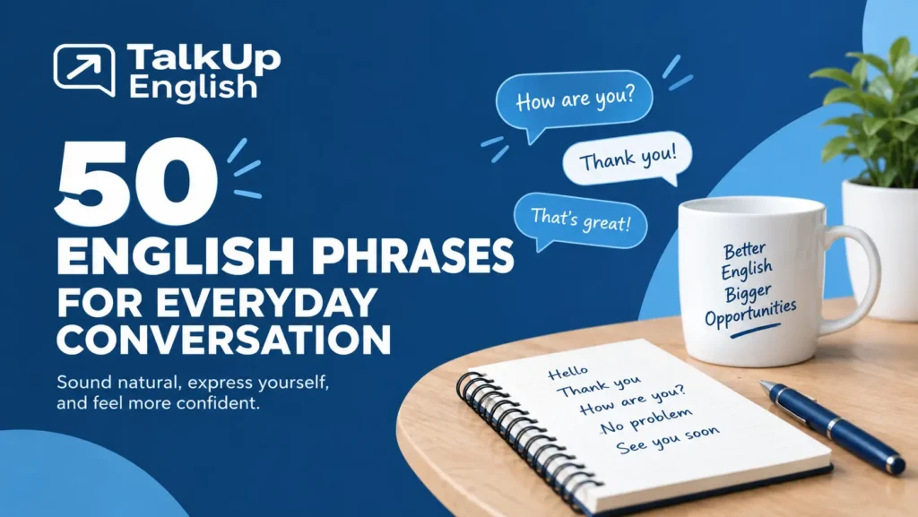 English phrase practice notebook with common daily expressions
