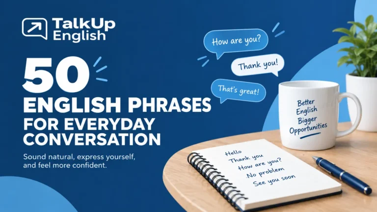 English phrase practice notebook with common daily expressions