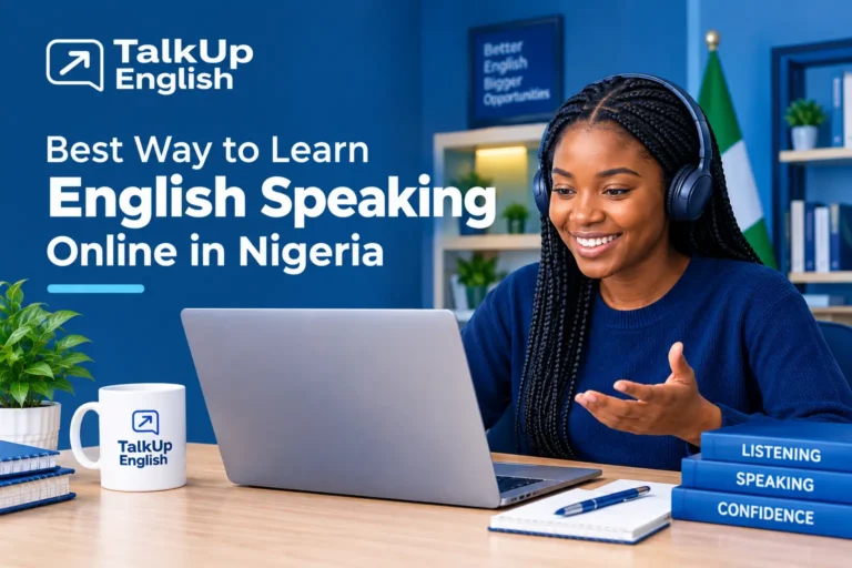 Woman learning English speaking online in Nigeria